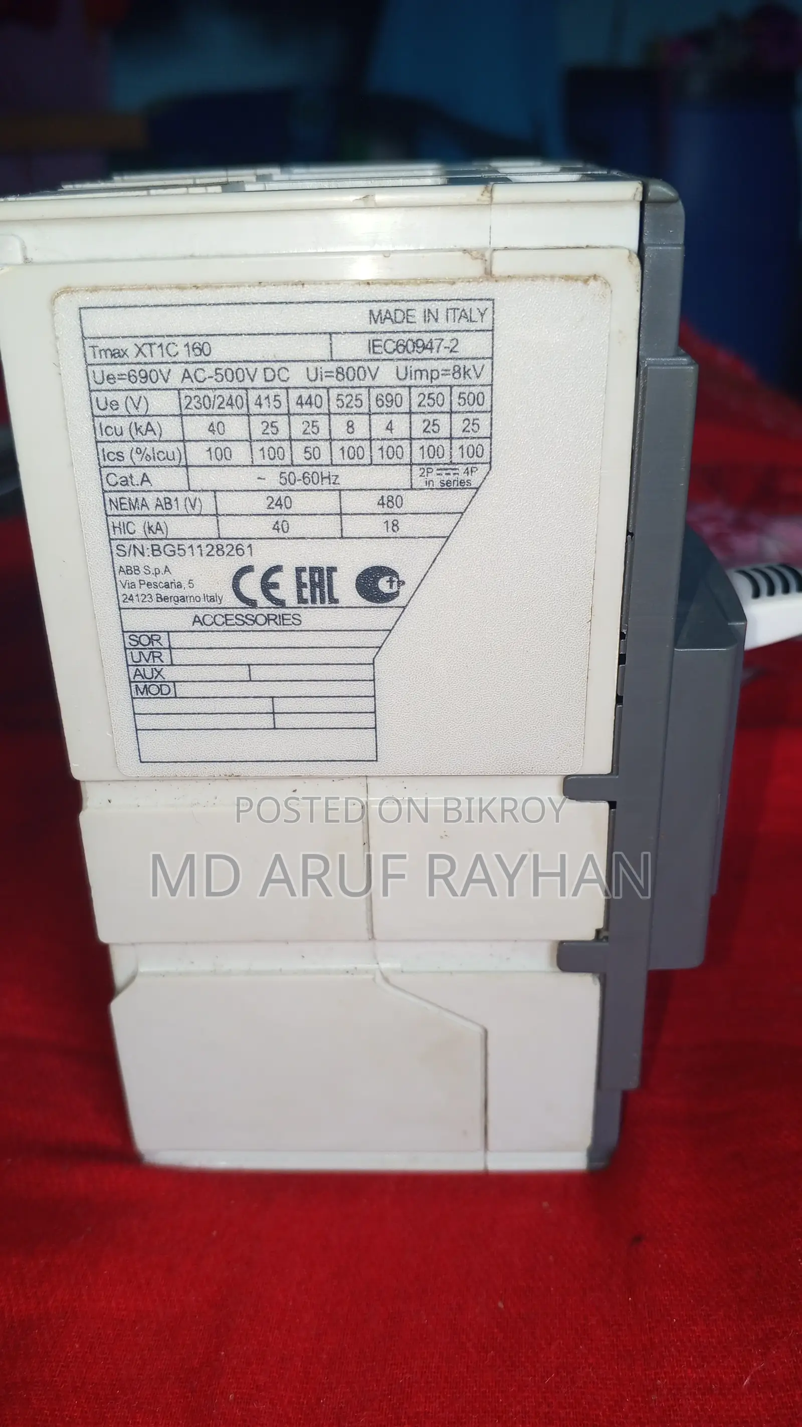 Abb Sace Tmax Xt1c 50a Mccb Circuit Breaker (Brand New)