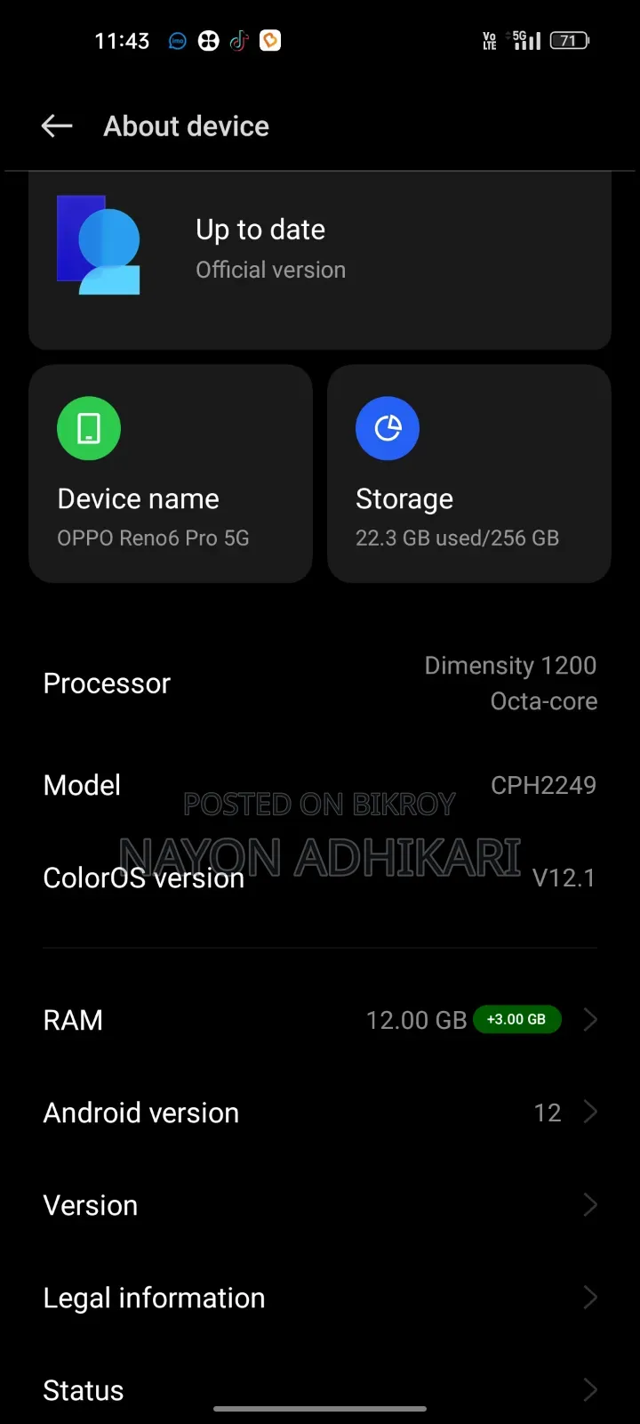 Oppo Reno 256 GB Blue