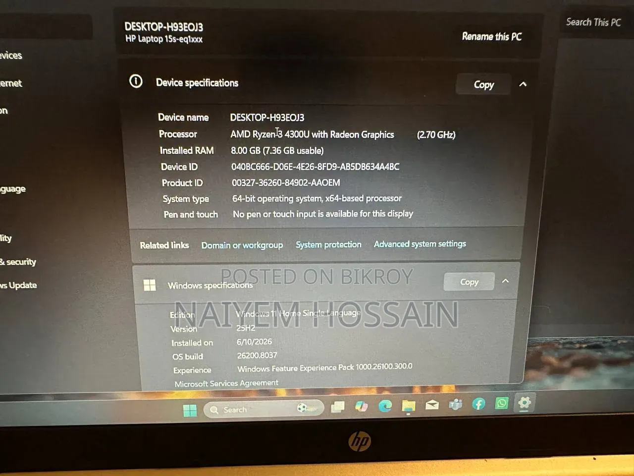 Laptop HP 14-dq1025cl 8GB AMD Ryzen 3 SSD 256GB