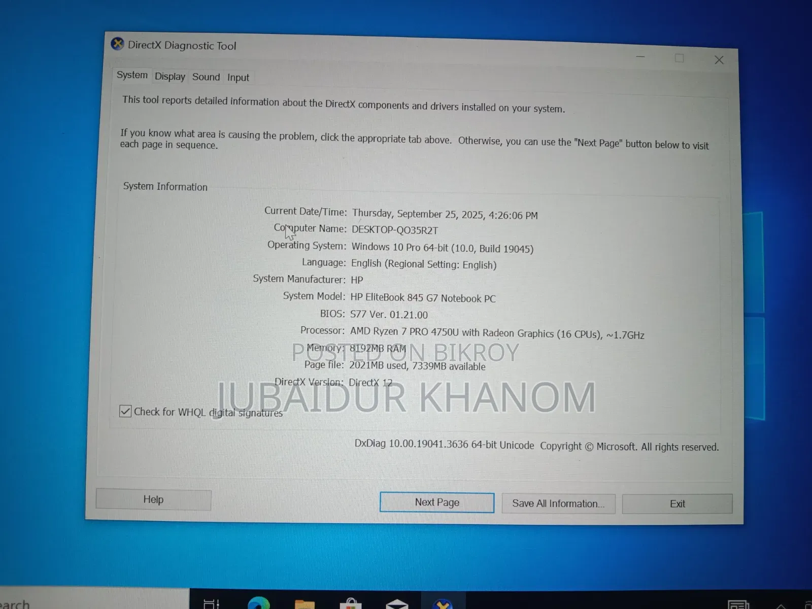 New Laptop HP EliteBook 845 G7 8GB AMD Ryzen 7 SSD 256GB