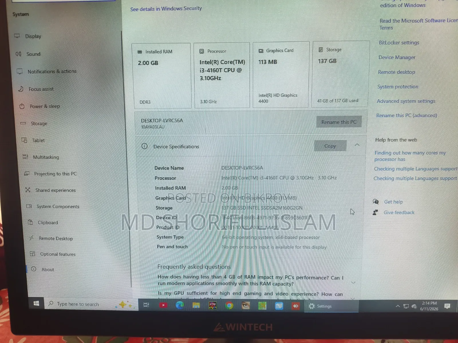 Lenovo ThinkCentre M910 SFF 2GB Intel Core I3 SSD 128GB
