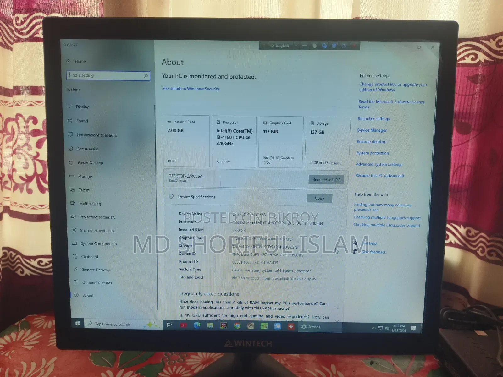 Lenovo ThinkCentre M910 SFF 2GB Intel Core I3 SSD 128GB