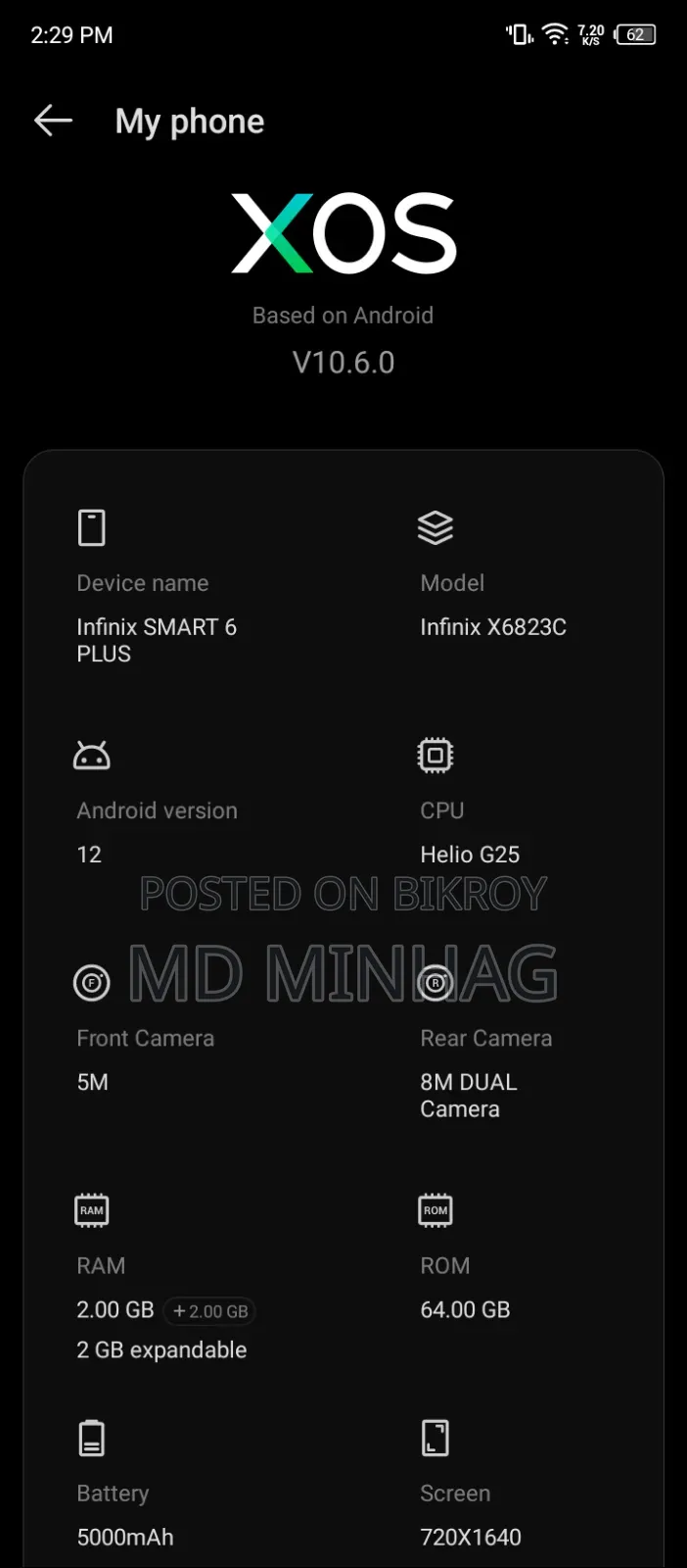 Infinix Smart 6 Plus (India) 64 GB Black
