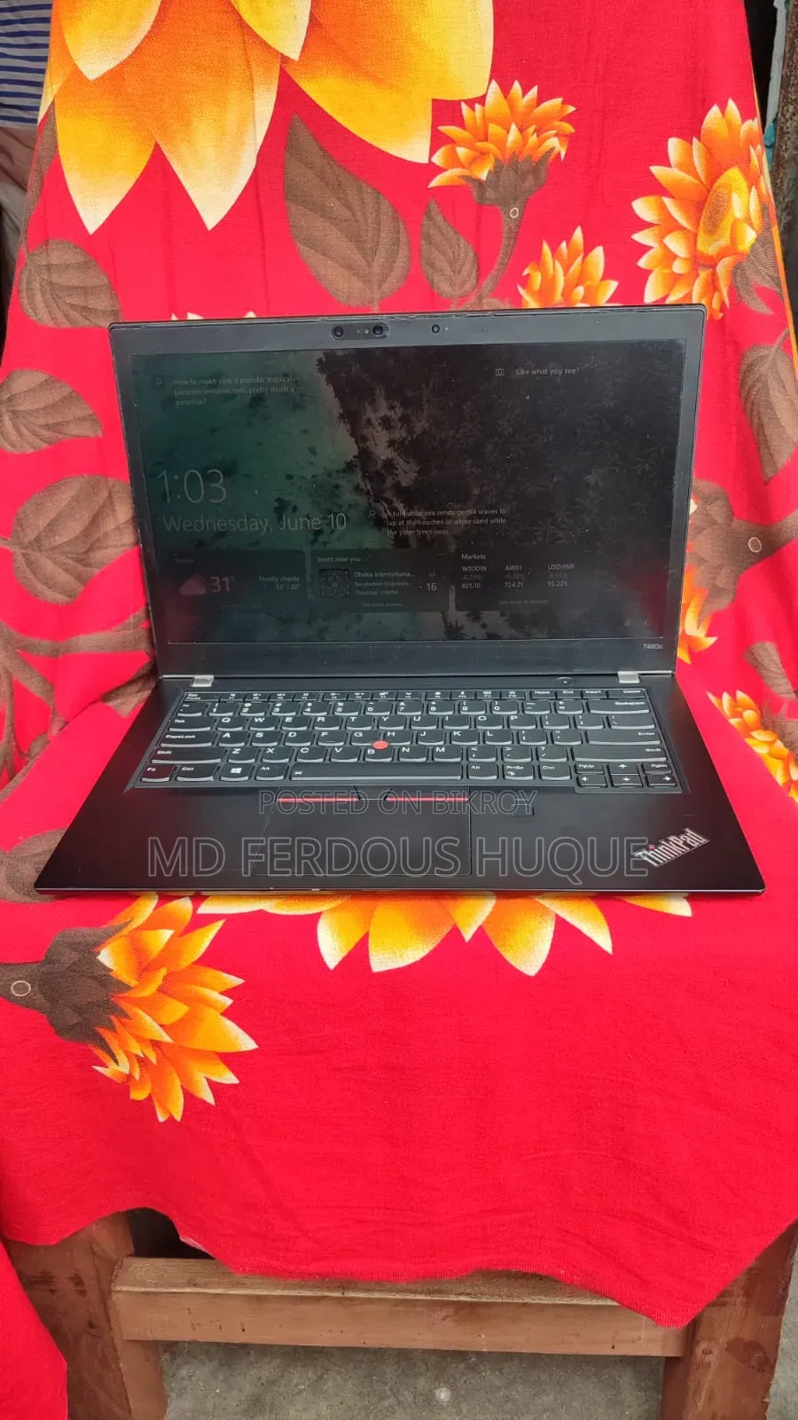 Laptop Lenovo ThinkPad T480s 8GB Intel Core I7 SSD 256GB