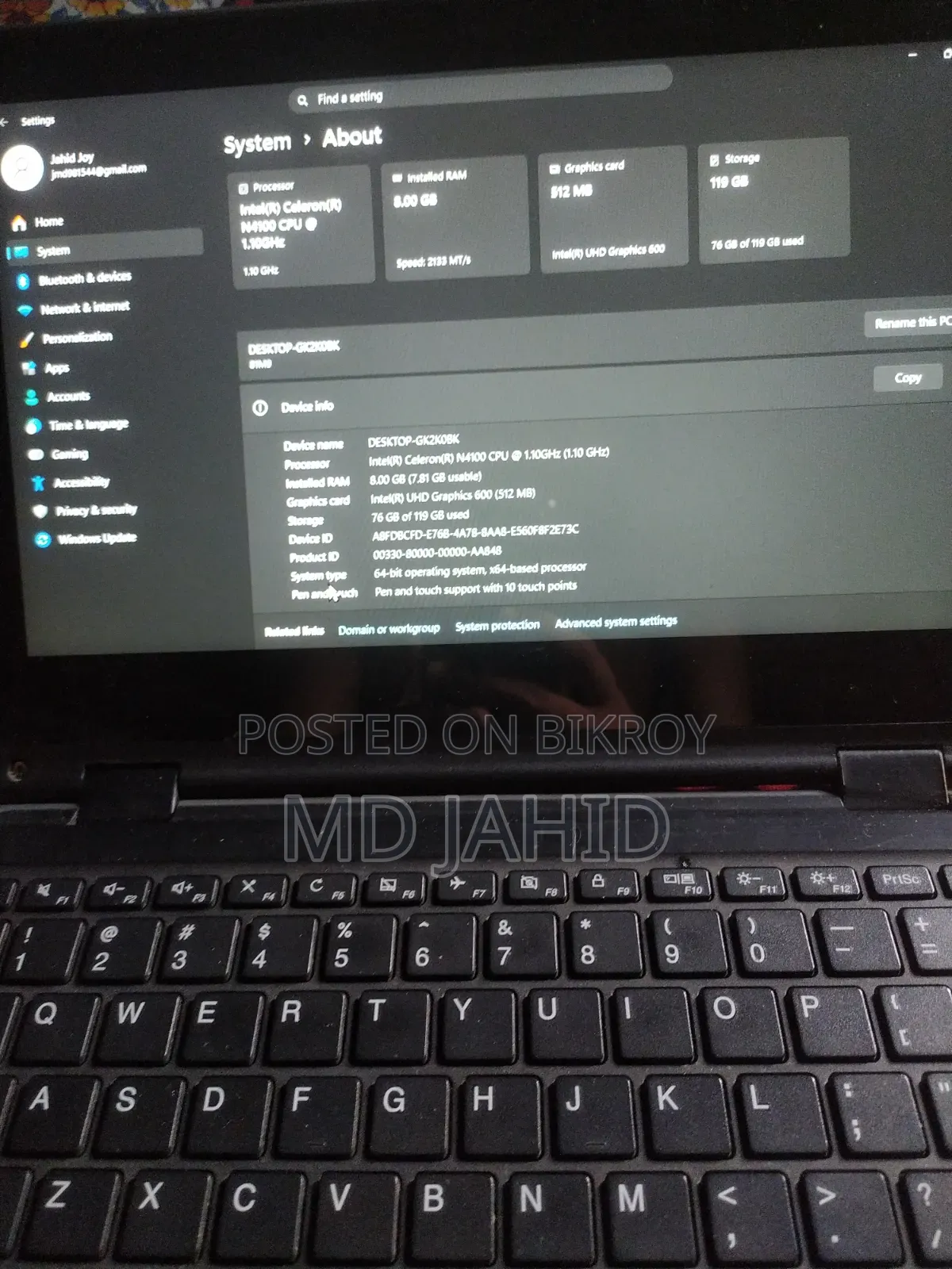 Laptop Lenovo Ideapad 3 8GB Intel Celeron SSD 128GB
