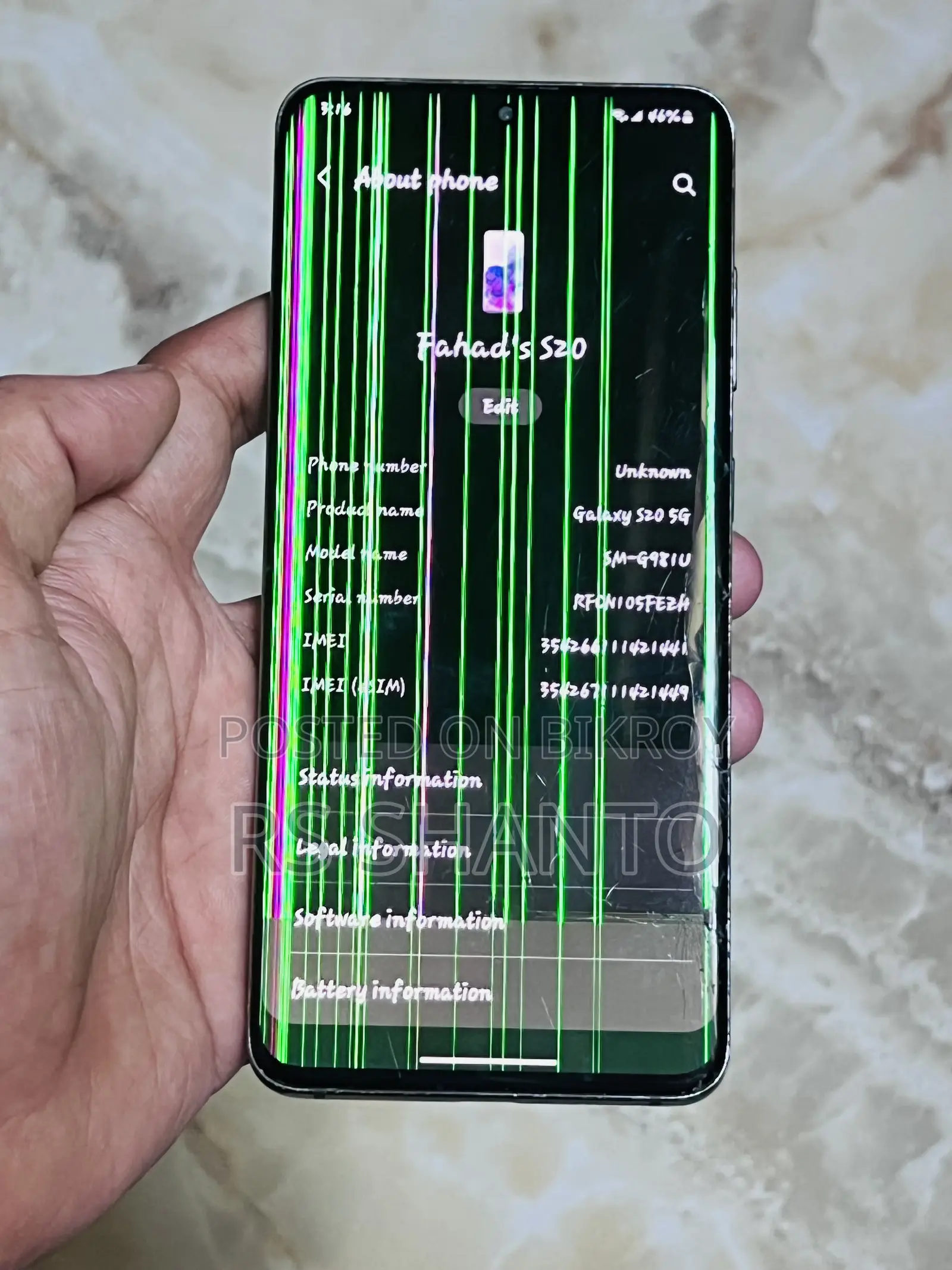 Samsung Galaxy S20 5G Uw 128 GB Black