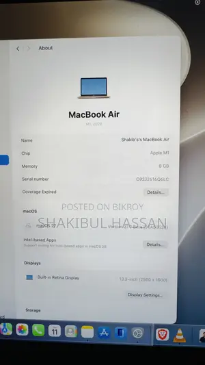 Laptop Apple MacBook Air 2020 M1 8GB Apple M1 SSD 256GB