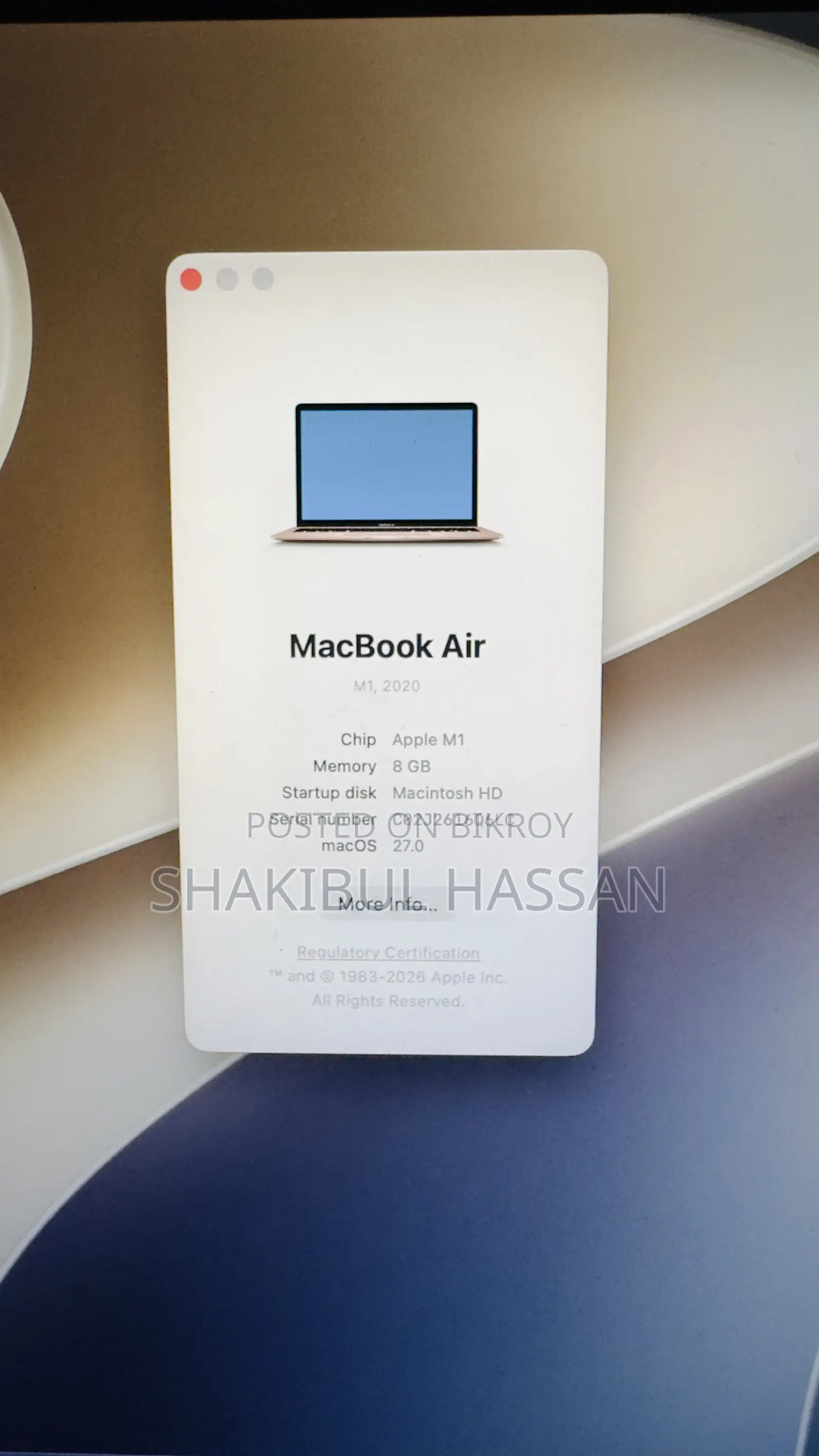 Laptop Apple MacBook Air 2020 M1 8GB Apple M1 SSD 256GB
