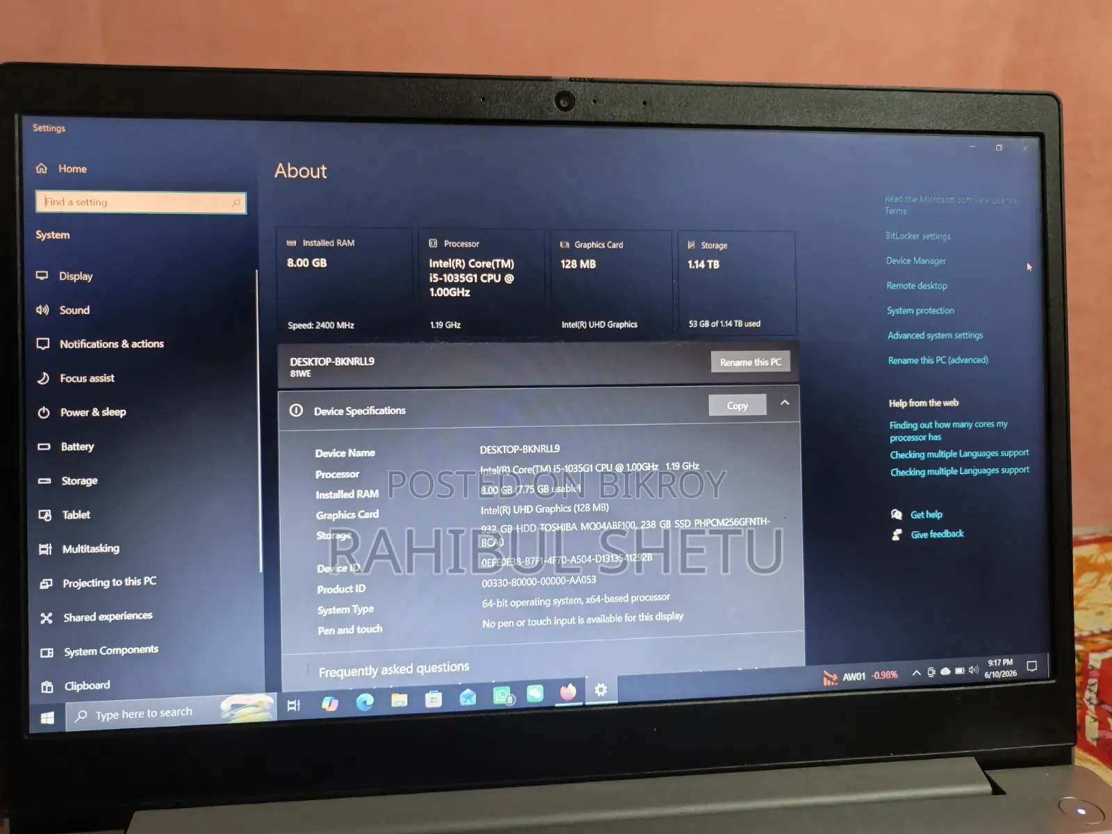 Laptop Lenovo IdeaPad 320 8GB Intel Core I5 HDD+SSD 1T