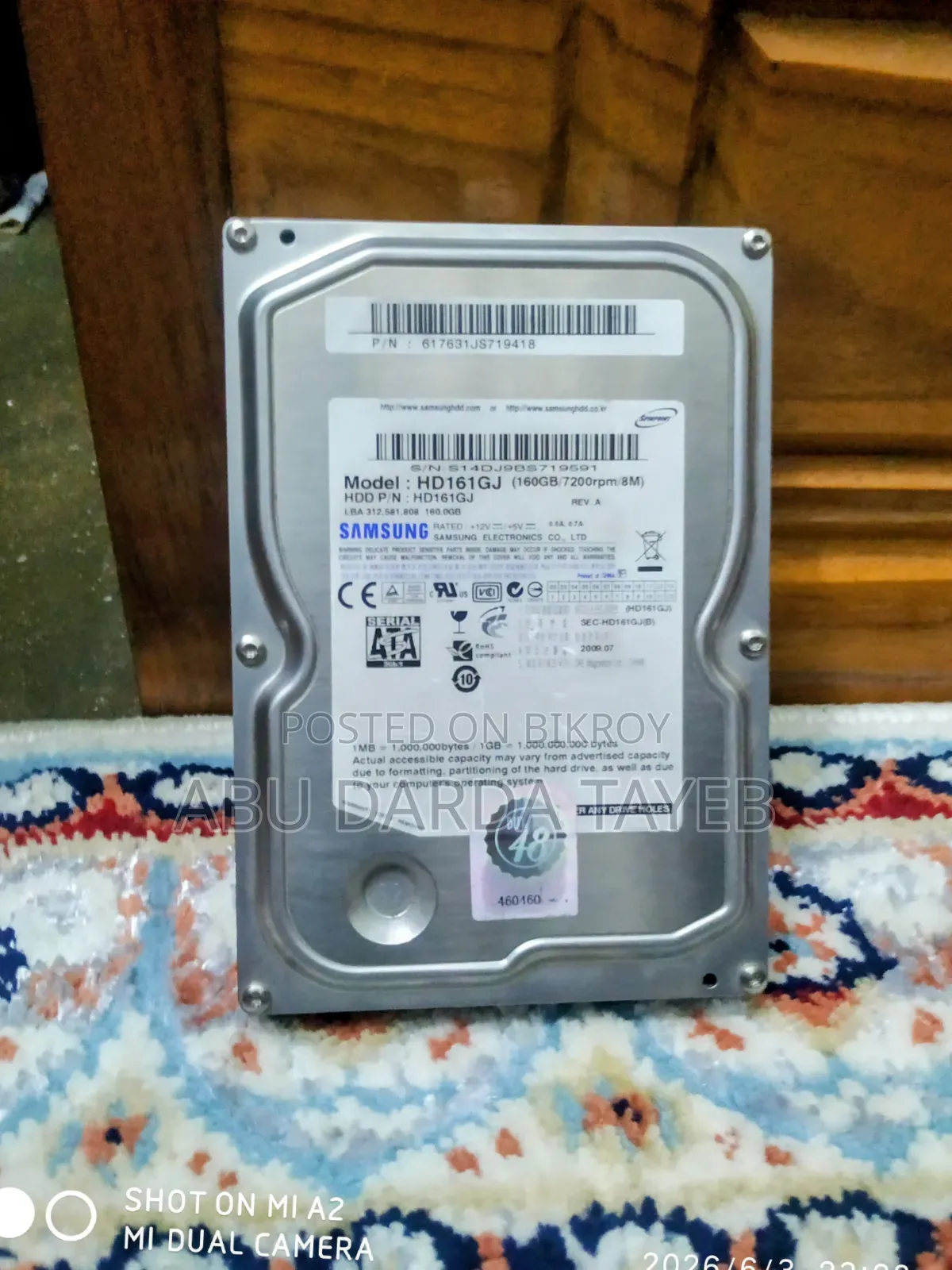 Samsung 160GB Desktop HDD - 100% Health Performance (With Proof)