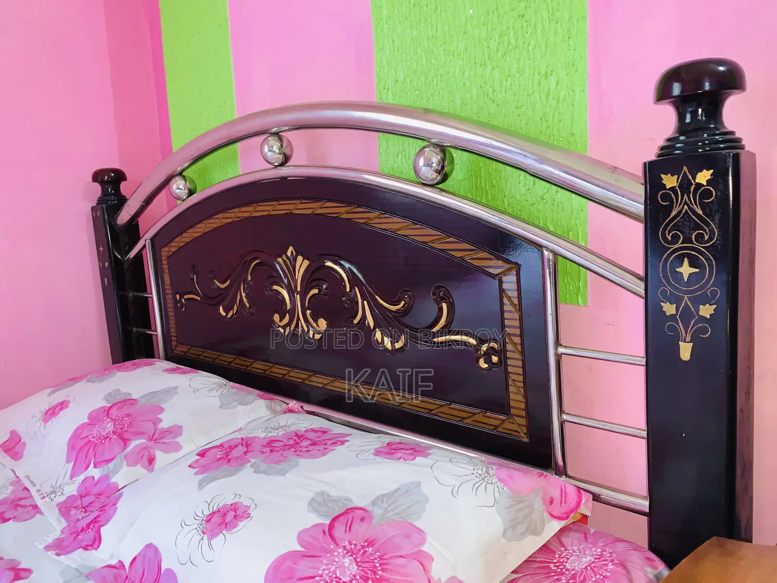 Steel and Wooden Bed