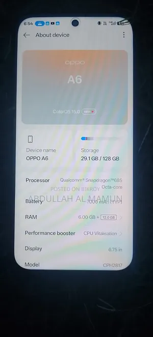 অপো এ৬ ১২৮ জিবি কালো