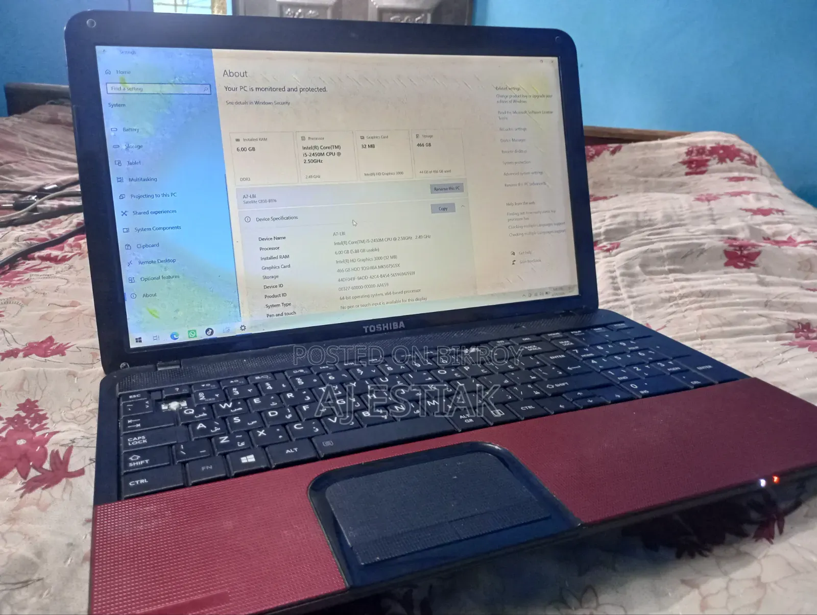 Laptop Toshiba 6GB Intel Core I5 HDD 500GB