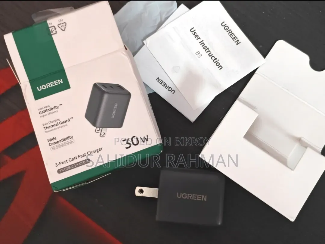 Ugreen 30w GaN Fast Charger (3-Port: 2×USB-C + 1×USB-A)