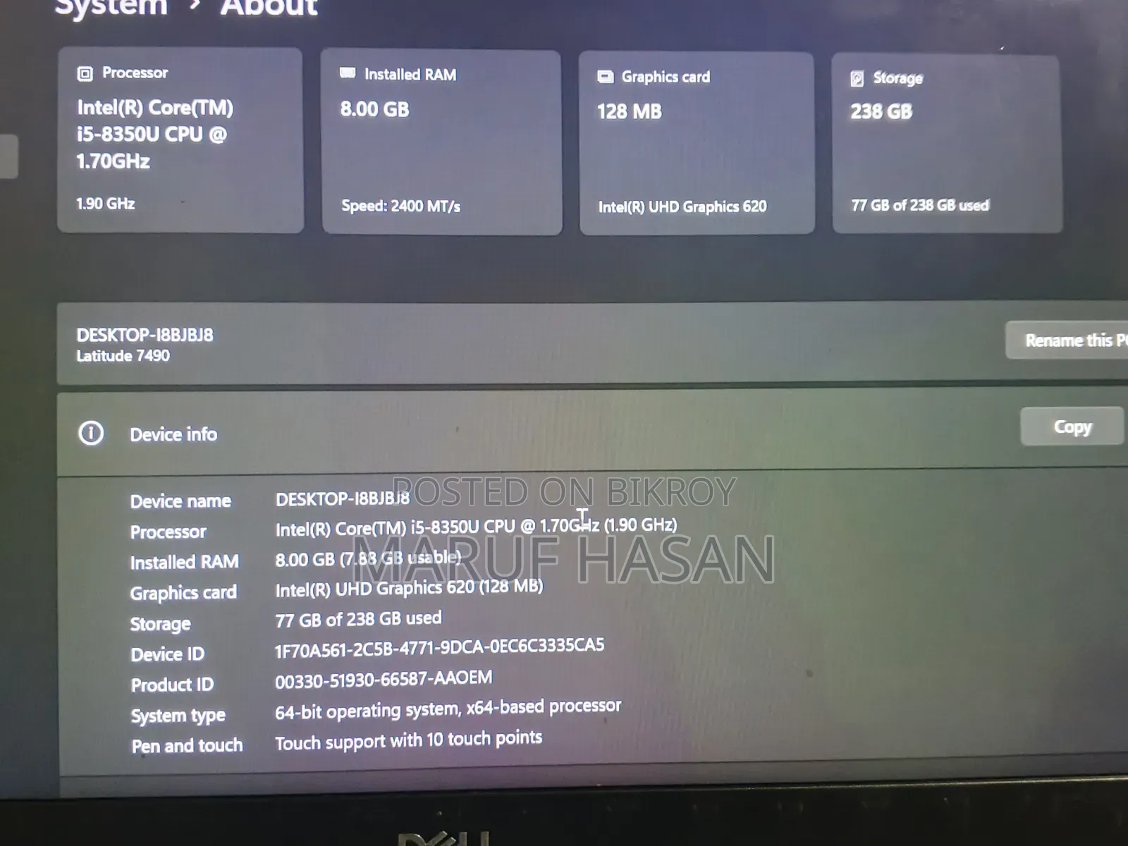 Laptop Dell Latitude 7490 8GB Intel Core I5 SSD 256GB