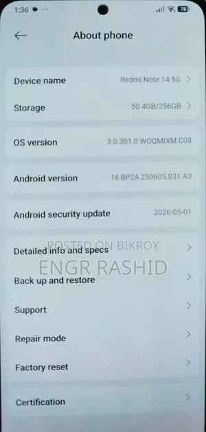 Xiaomi Redmi Note 14 5G 256 GB Gray