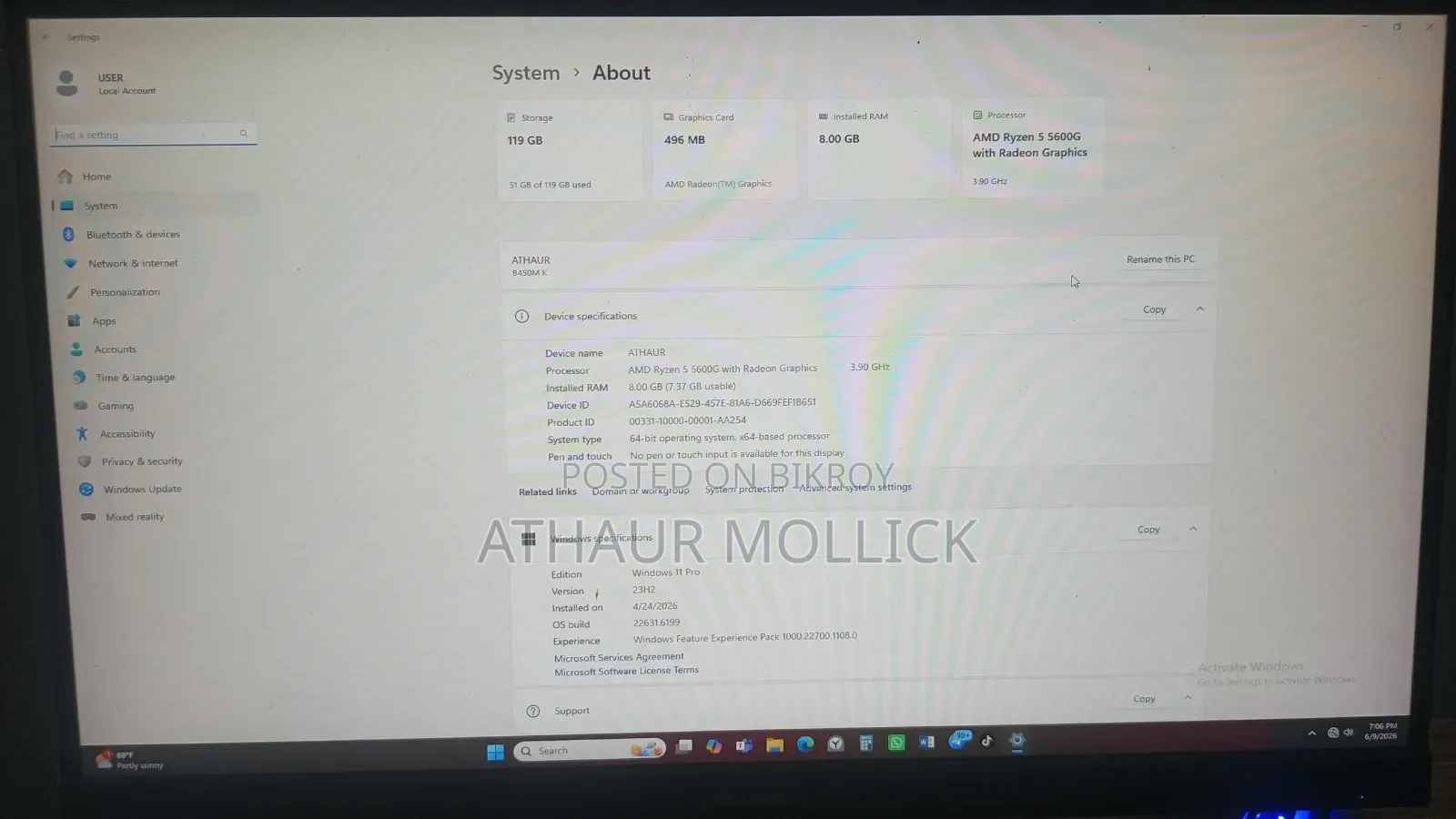 Desktop Computer Gigabyte GB-BACE-3160 8GB AMD Ryzen 5 SSD 128GB