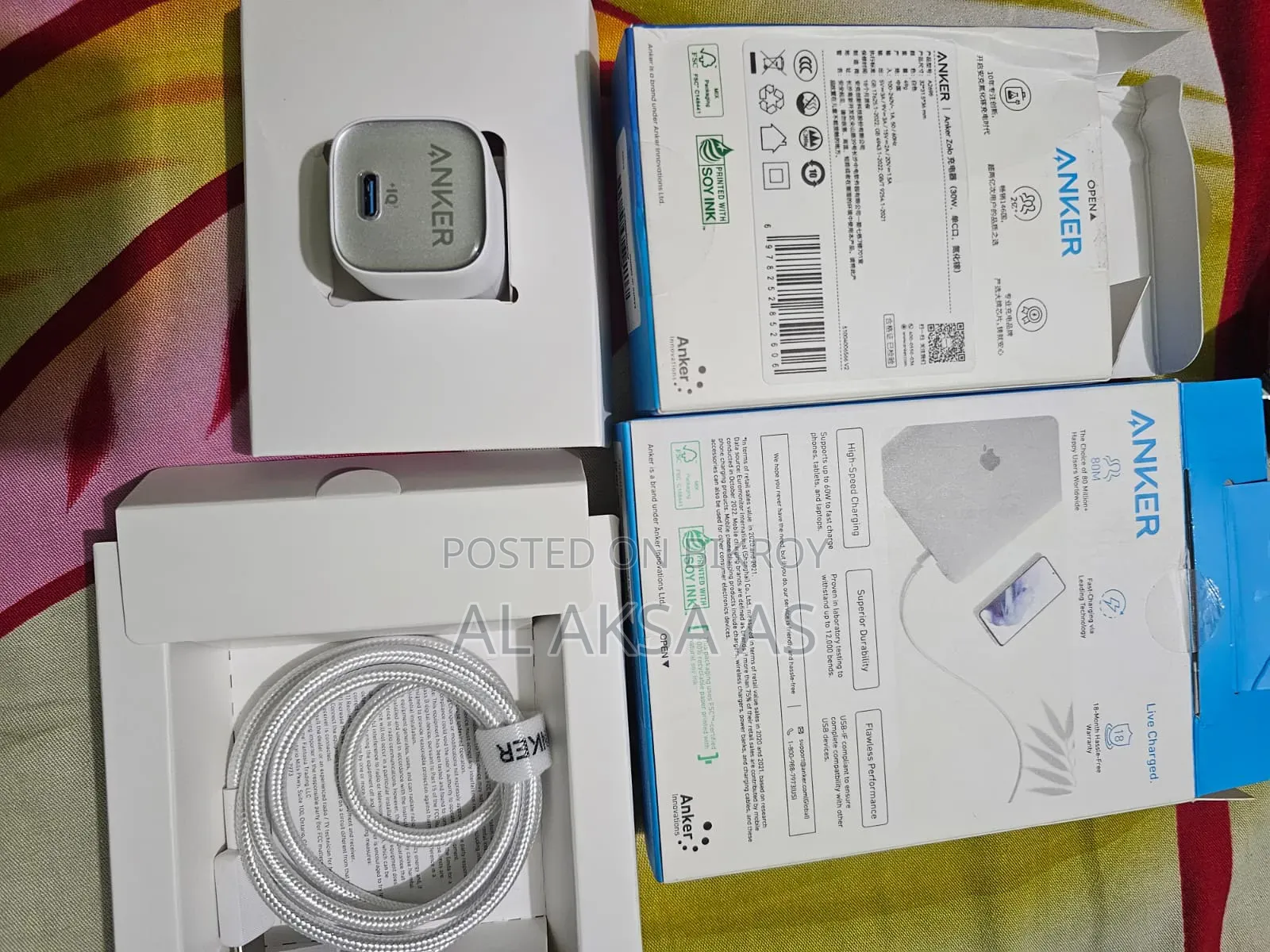 Anker Original Adaptor 30w Type C to Type C Cable Free