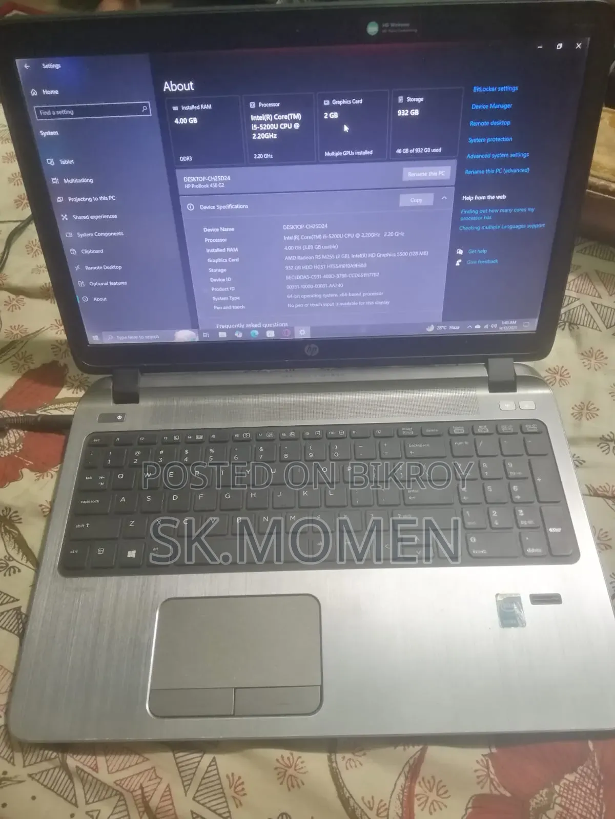 Laptop HP 250 G2 4GB Intel Core i5 SSHD (Hybrid) 1TB