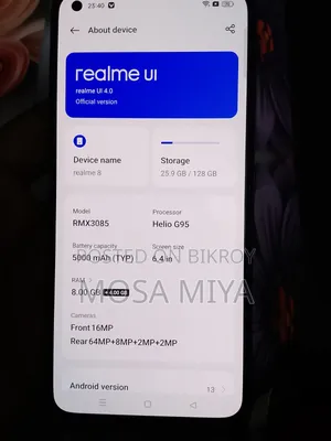 রিয়েলমি ৮ ৫জি ১২৮ জিবি ব্ল্যাক