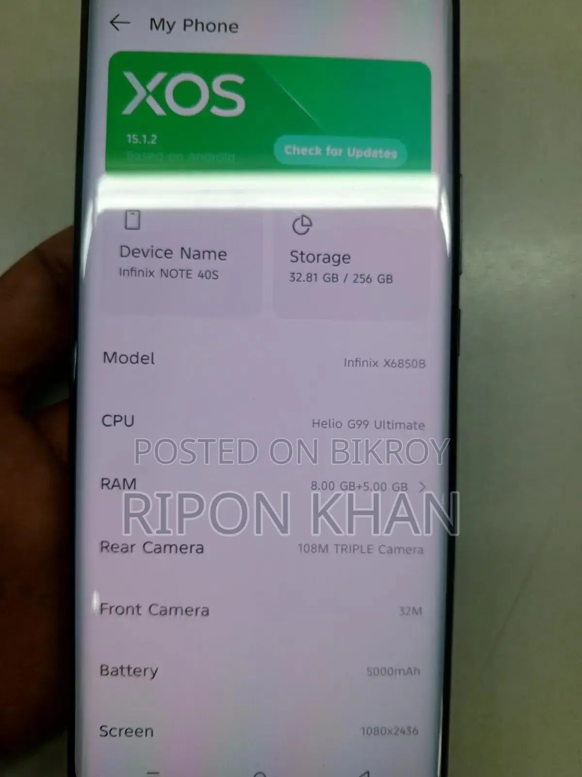 New Infinix Note 40S 256 GB Blue