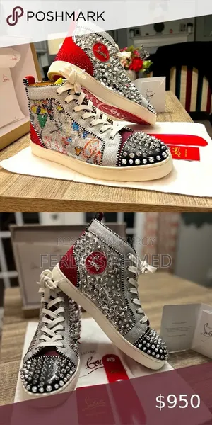 Christian Louboutin Men’S High-Top Spiked Sneakers (Used 3 Times)