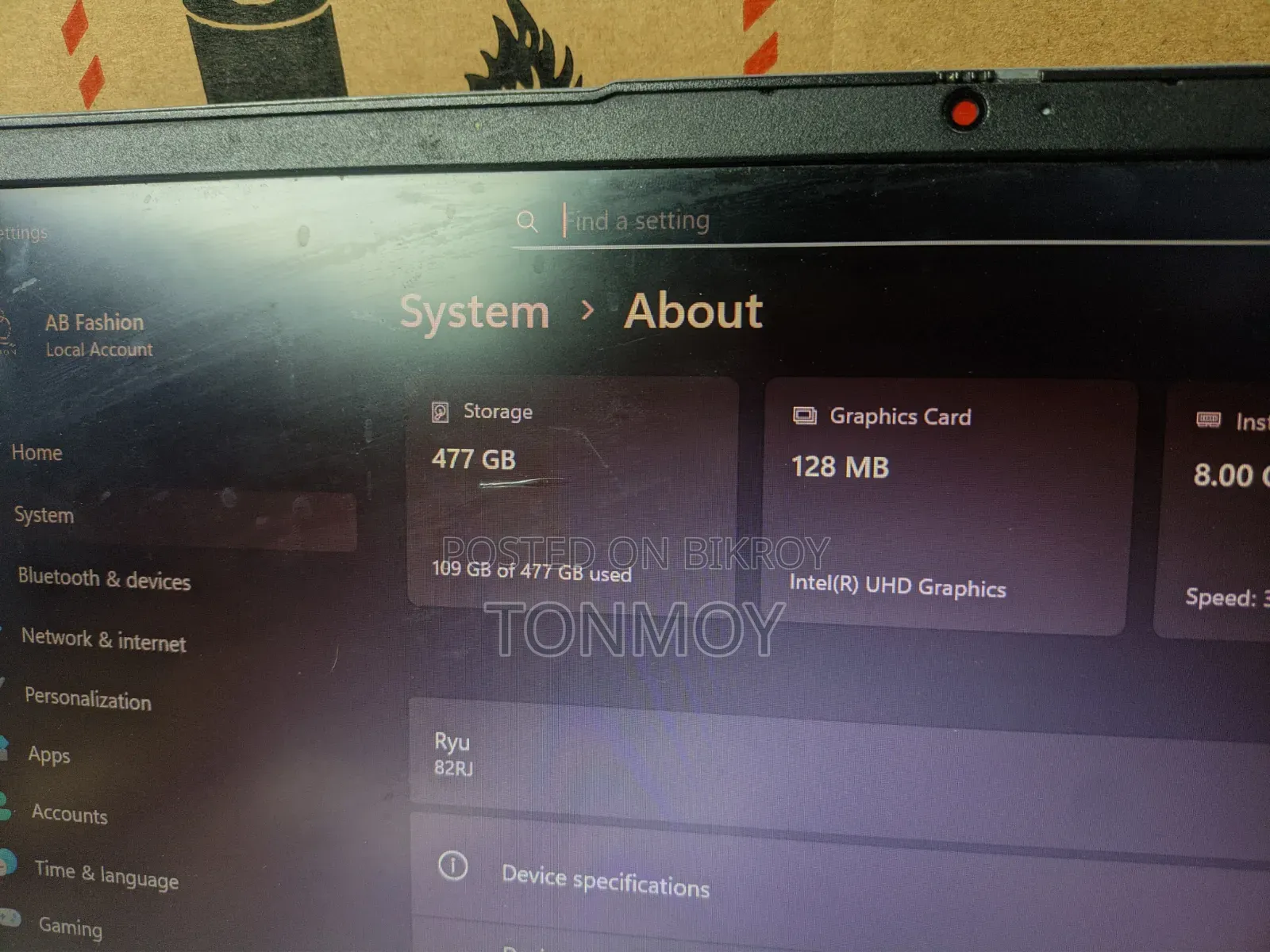 Laptop Lenovo 8GB Intel Core I3 SSD 512GB