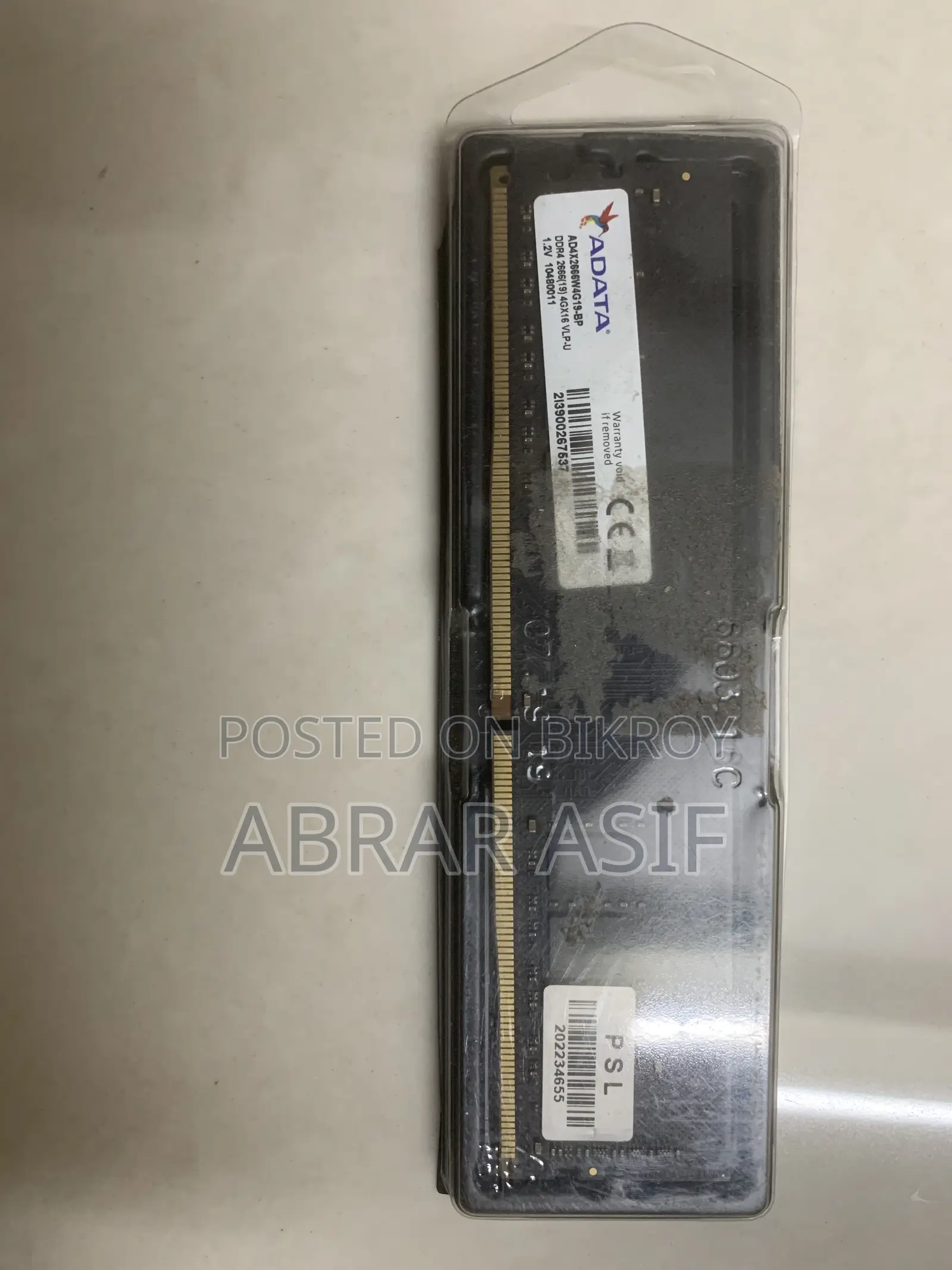 Adata ৪জিবি ডিডিআর৪ ২৬৬৬মেগাহার্টজ ডেস্কটপ র‍্যাম