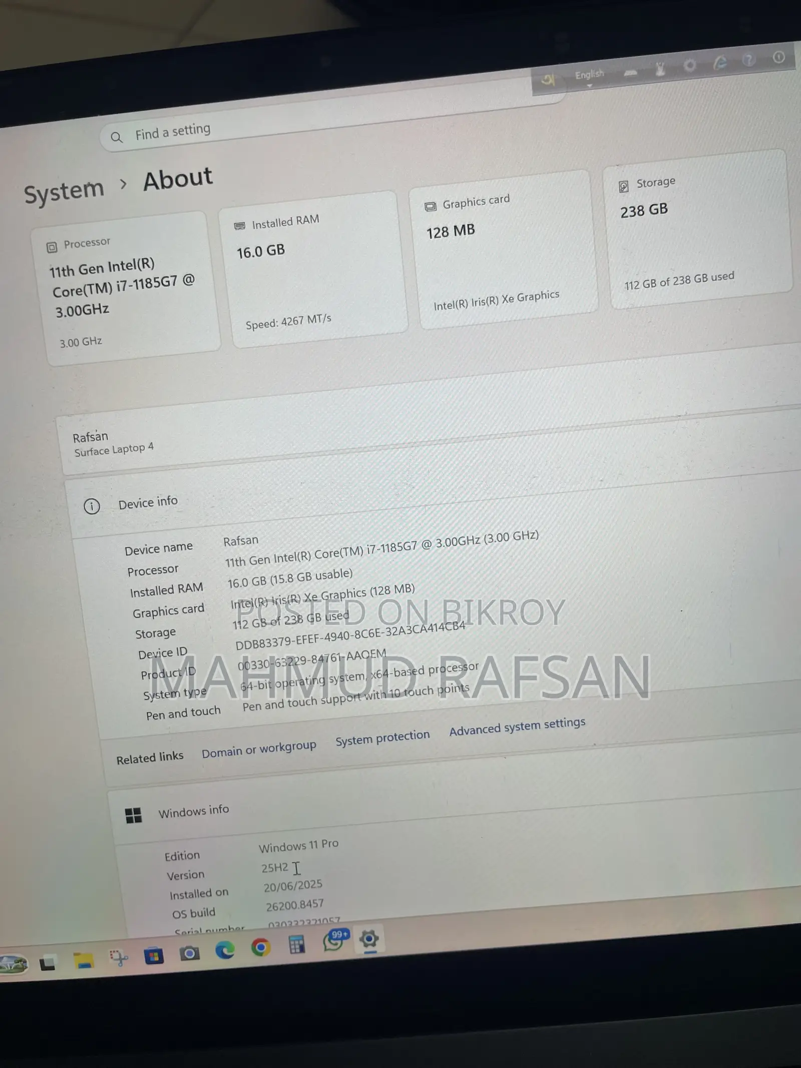 Laptop Microsoft Surface Laptop 4 16GB Intel Core I7 SSD 256GB