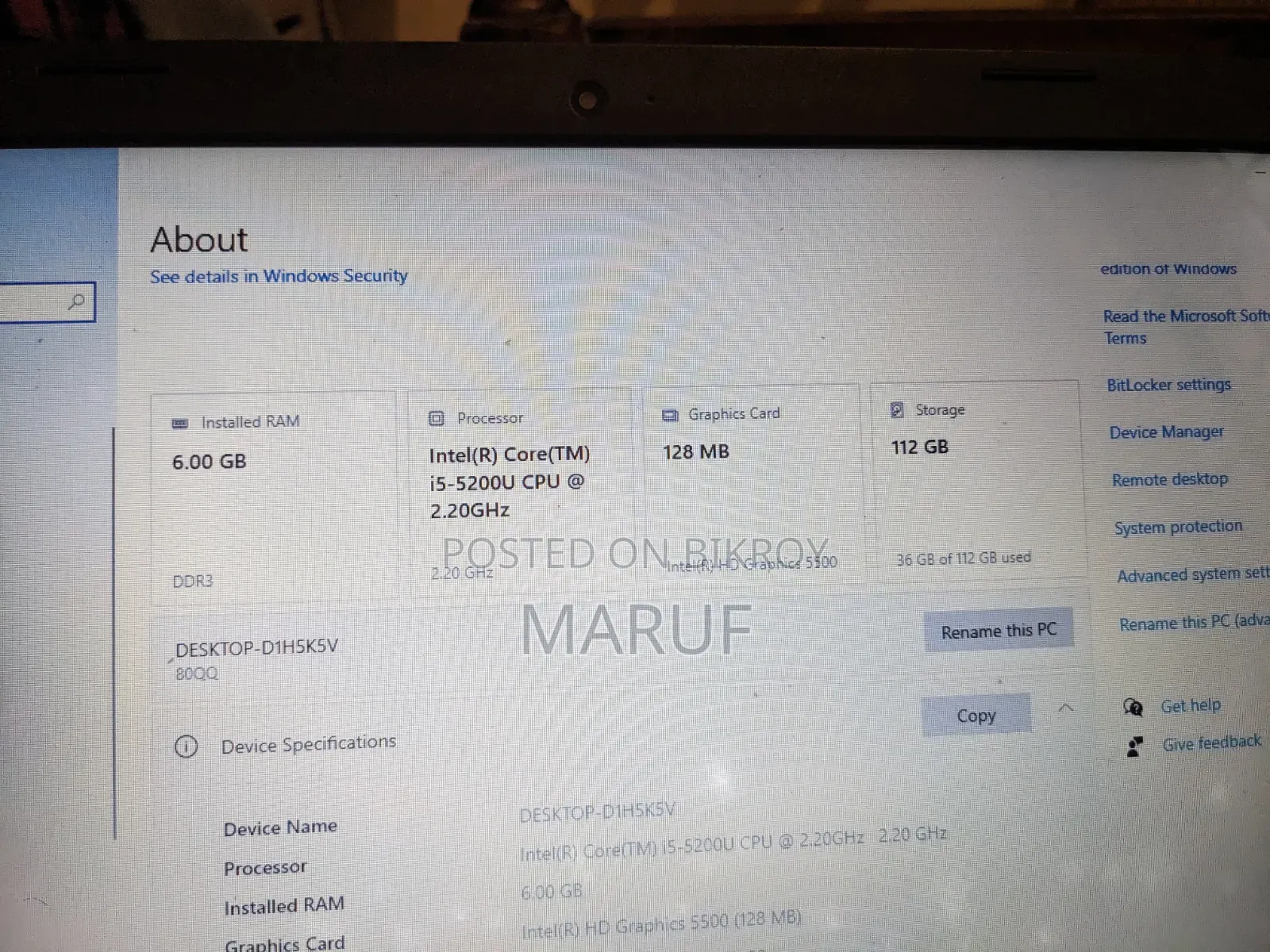 Laptop Lenovo IdeaPad 110 6GB Intel Core I5 SSD 128GB