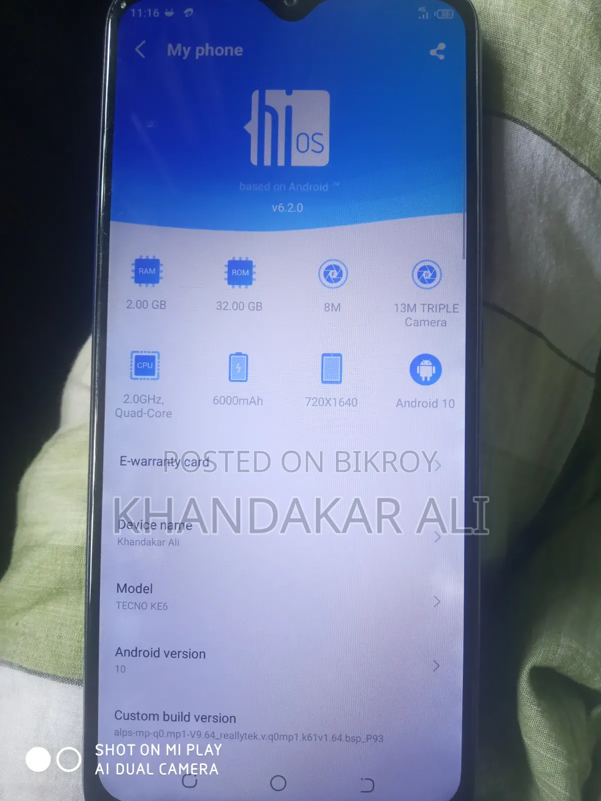 Tecno Spark 6 Air 32 GB Blue