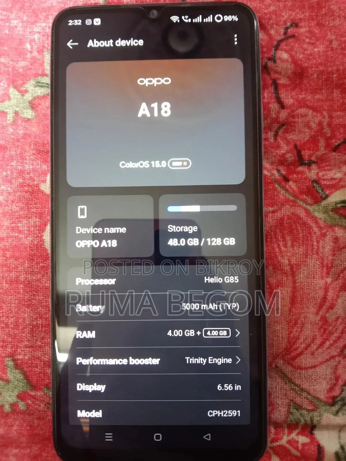 Oppo A18 128 GB Blue