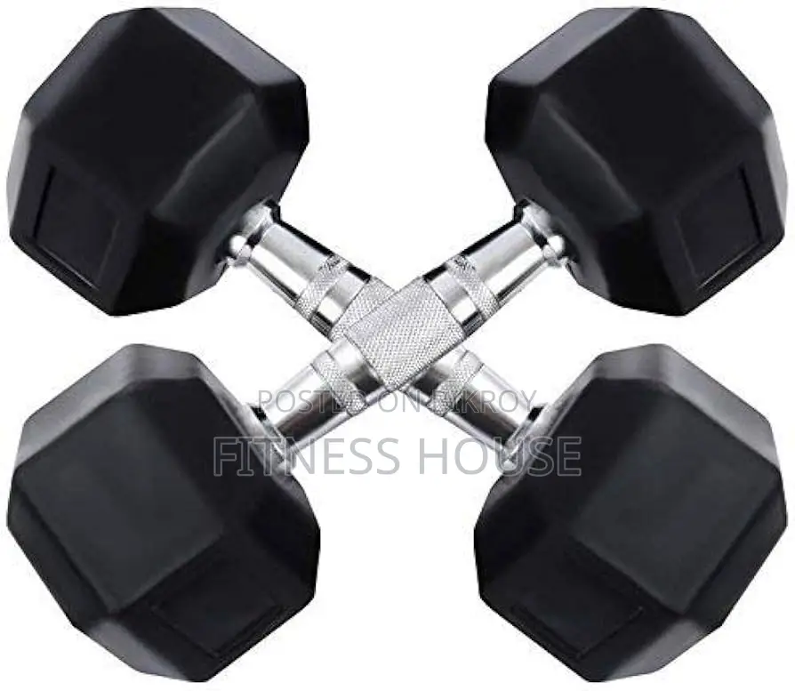 Hex Rubber Dumbbell 10kg Pair (20kg Total)