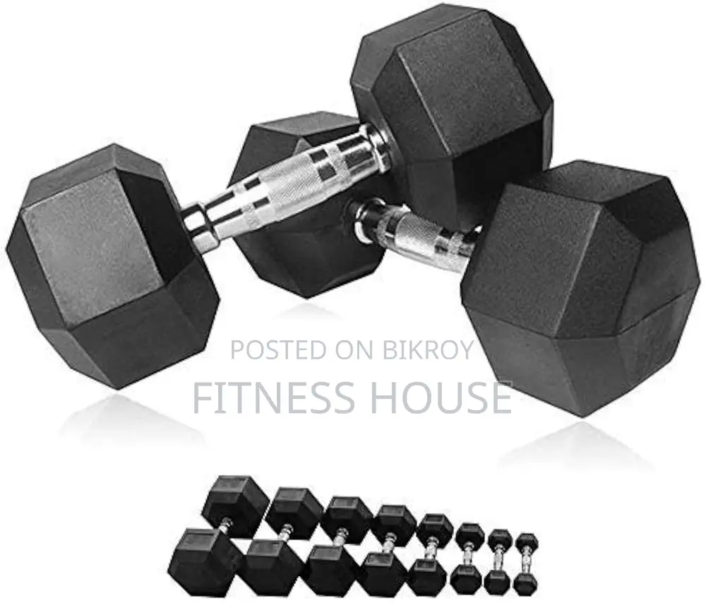 Hex Rubber Dumbbell 10kg Pair (20kg Total)