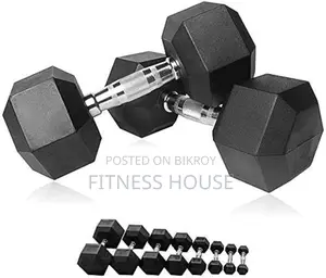 Hex Rubber Dumbbell 10kg Pair (20kg Total)