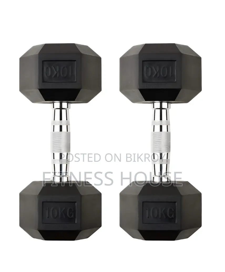 Hex Rubber Dumbbell 10kg Pair (20kg Total)