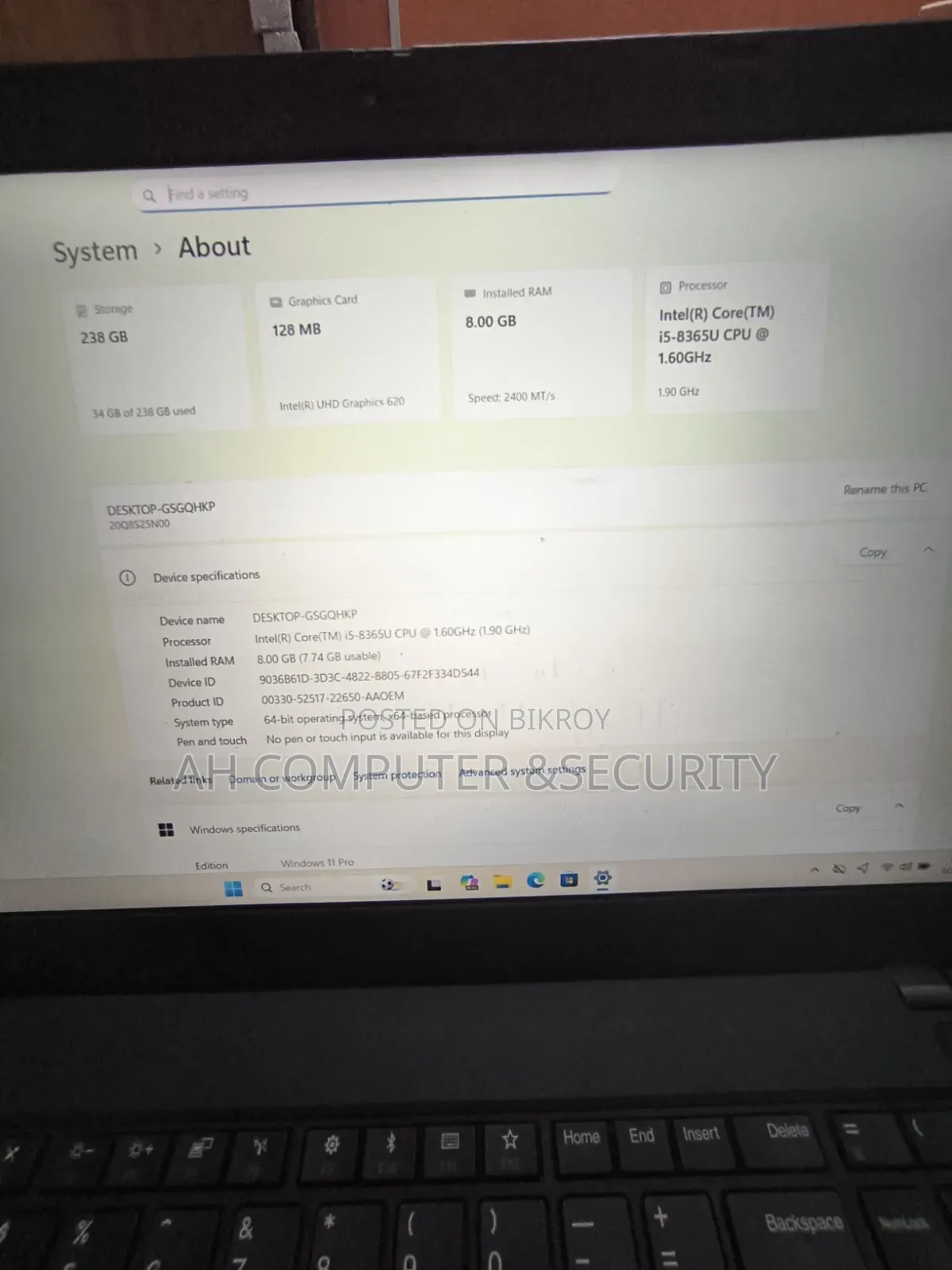 Laptop Lenovo 8GB Intel Core I5 SSD 256GB