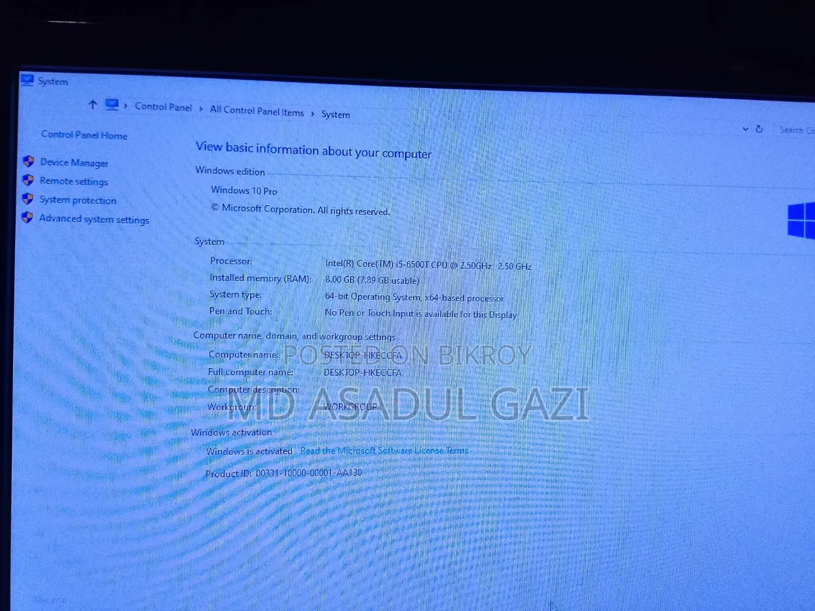 Desktop Computer 8GB Intel Core I5 SSD 256GB