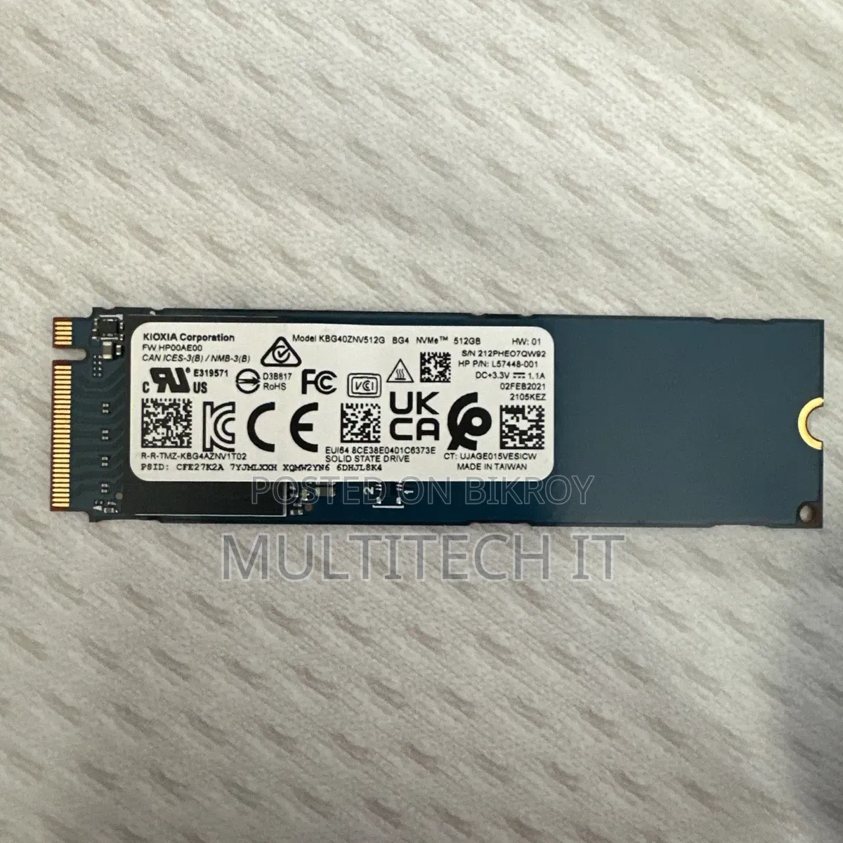 Kioxia SSD 512GB M.2 NVMe Gen 3 (New)