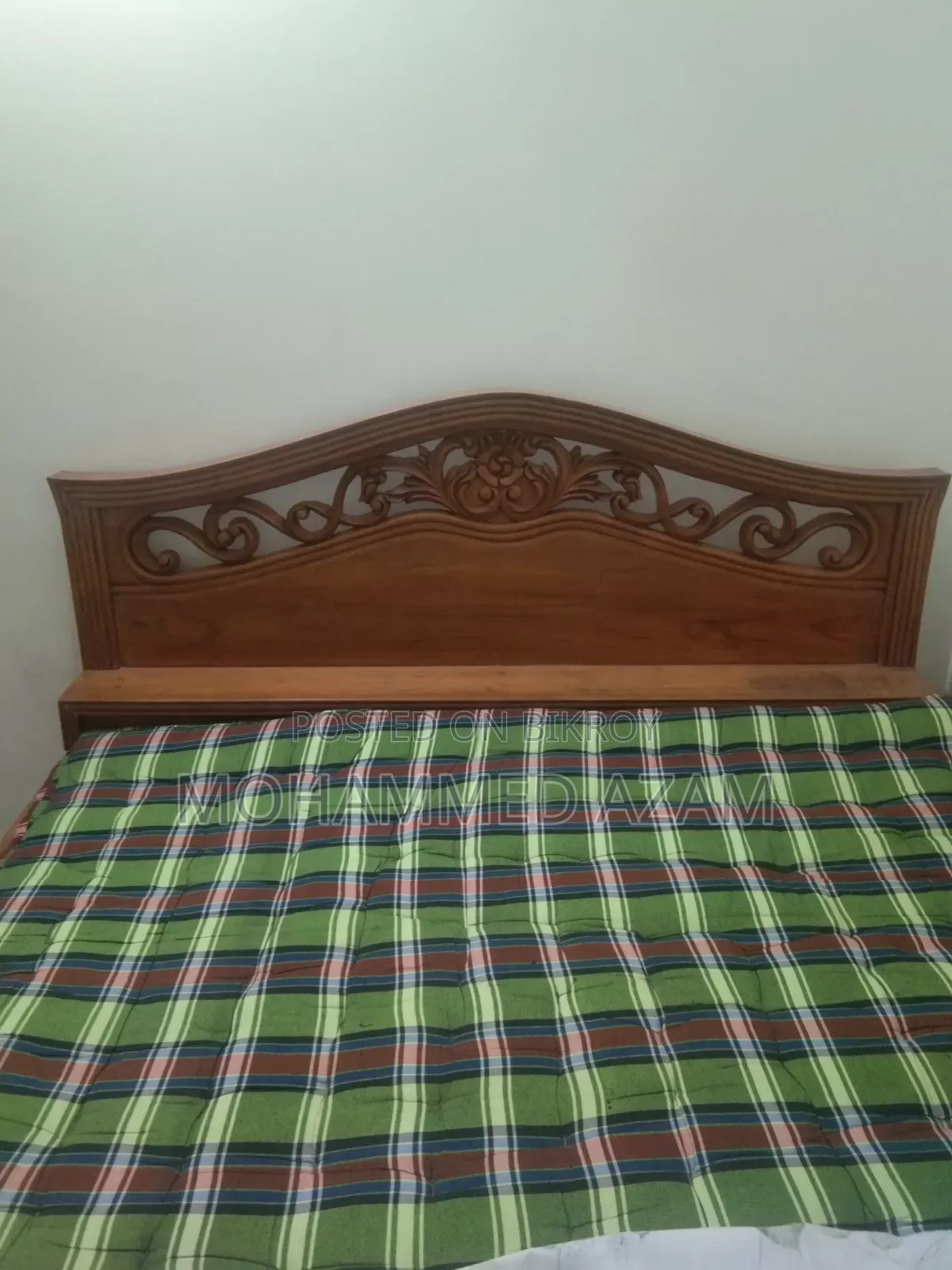 সেগুন কাঠের বিছানা ম্যাট্রেসসহ