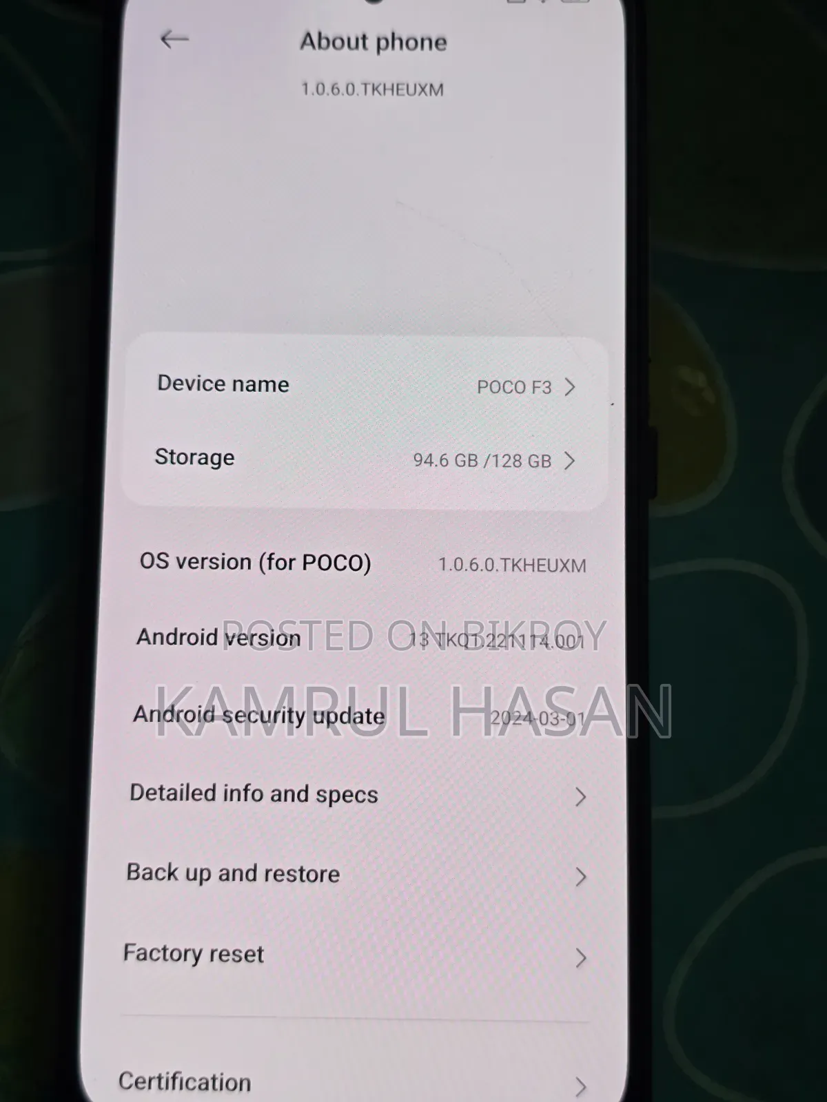 Xiaomi Poco F3 128 GB Black