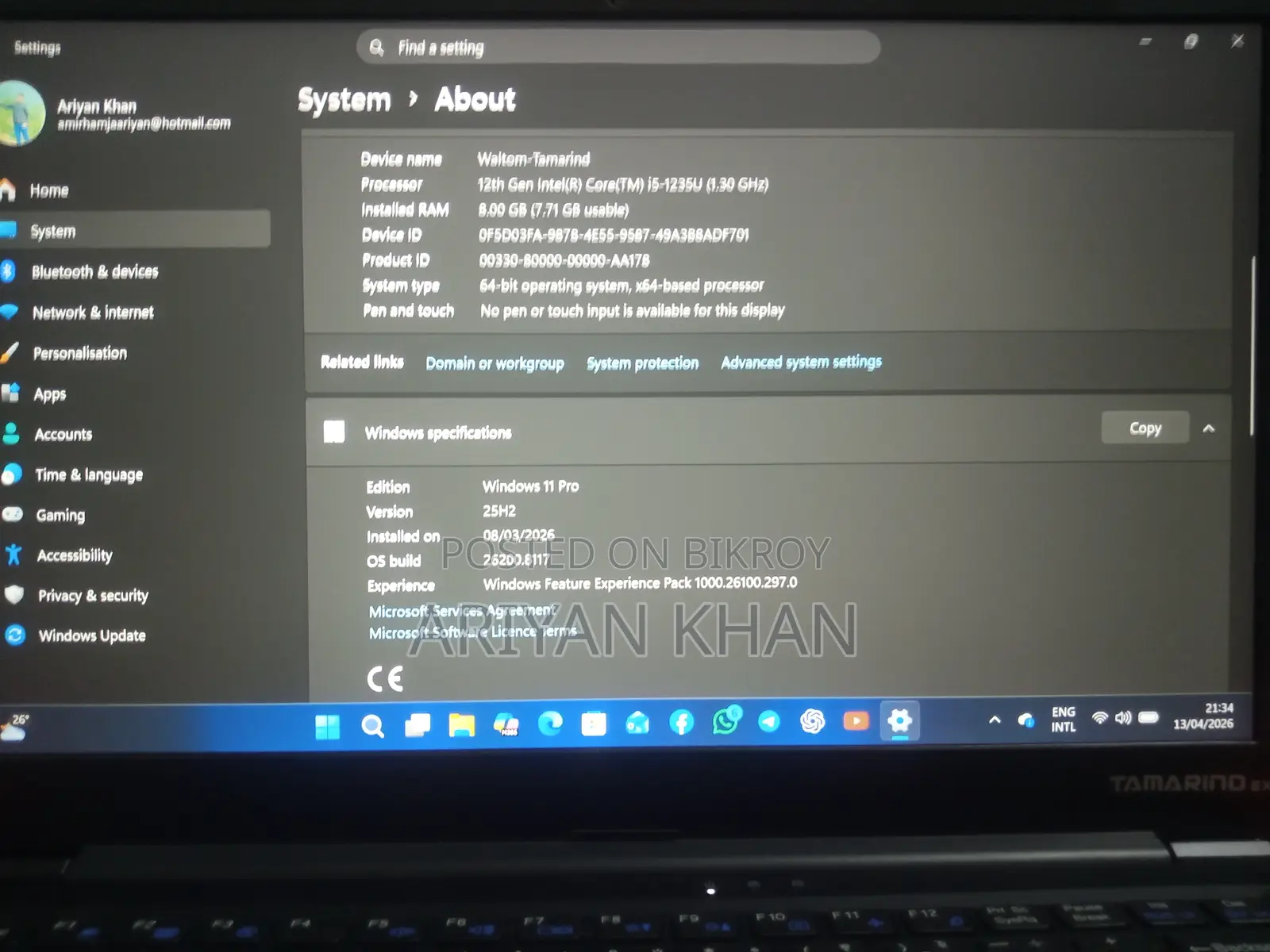 Laptop 8GB Intel Core I5 SSD 512GB