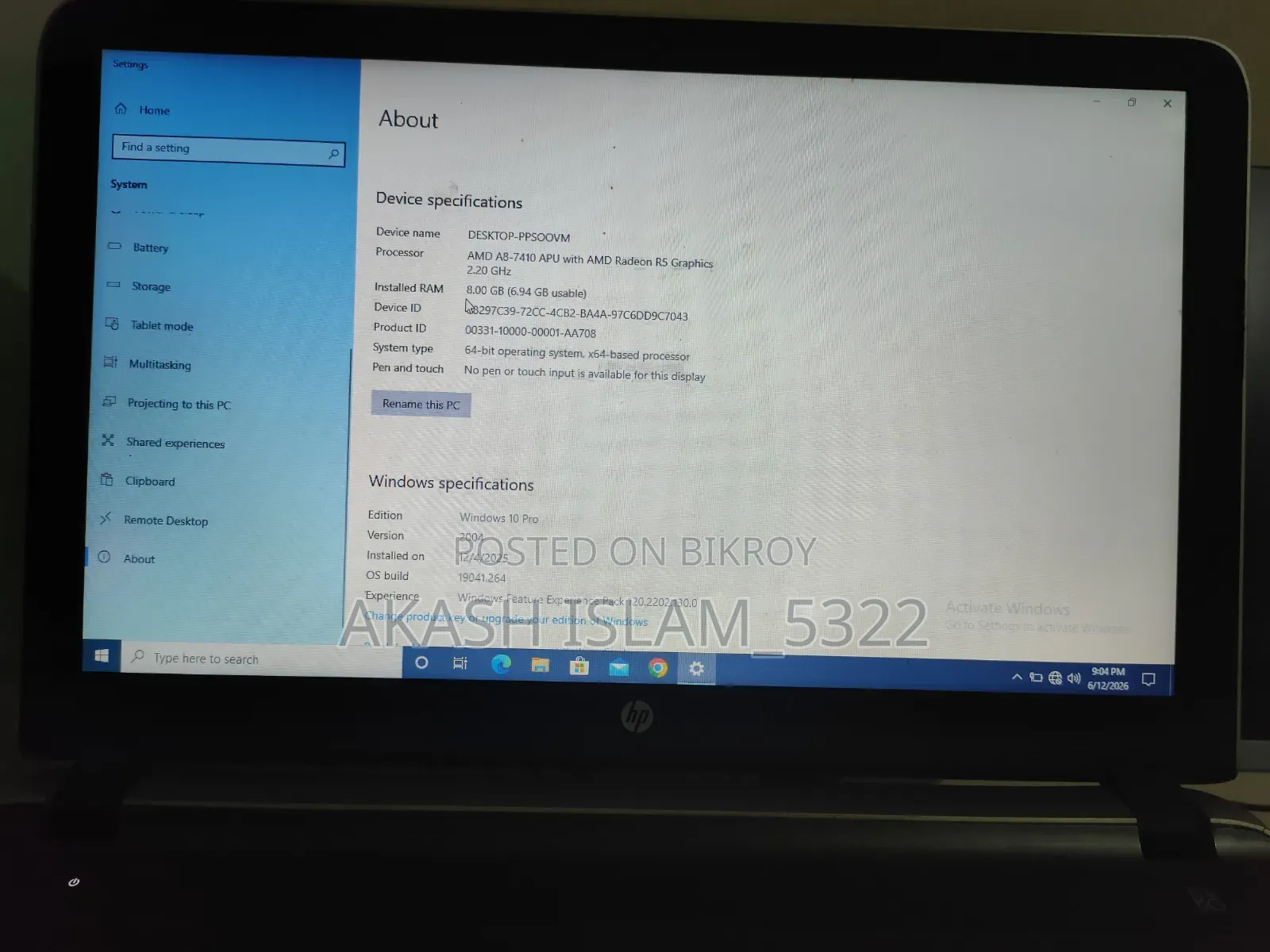 Laptop HP Pavilion X360 13t 8GB AMD A8 HDD+SSD 750GB