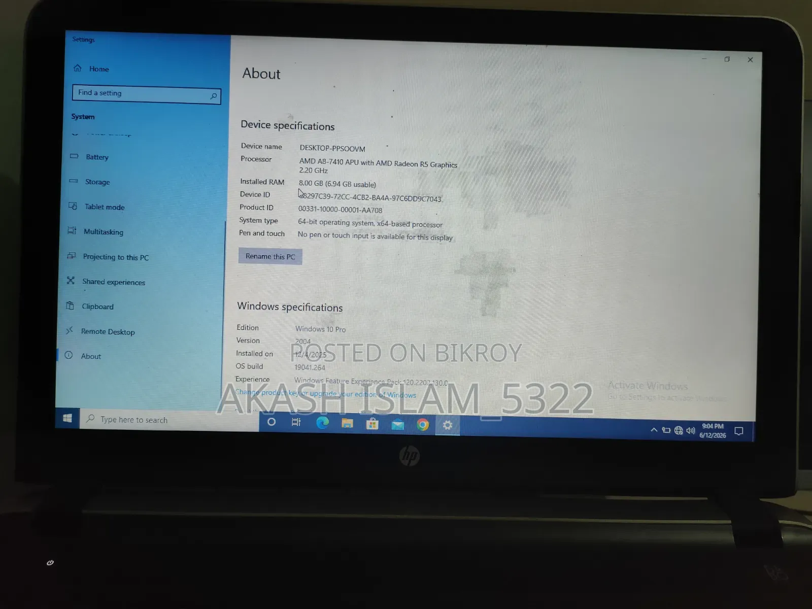 Laptop HP Pavilion X360 13t 8GB AMD A8 HDD+SSD 750GB