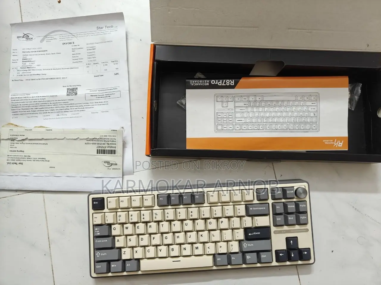 Keyboard Royal Kludge Rk R87 Pro RGB Wired (Creamy Switch)