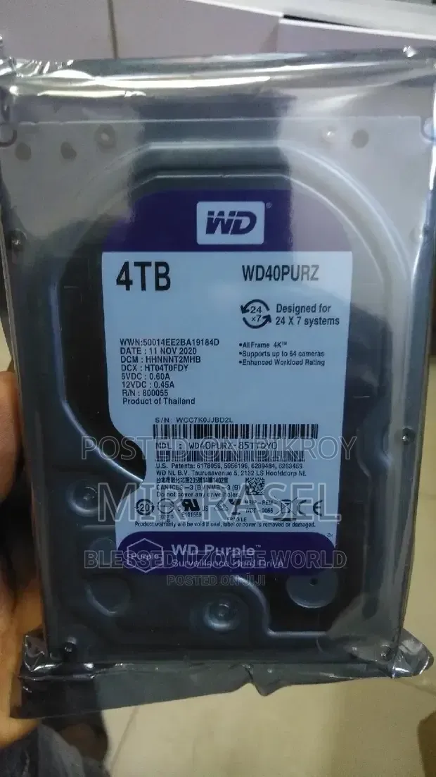 4TB Western Digital Purple Surveillance HDD