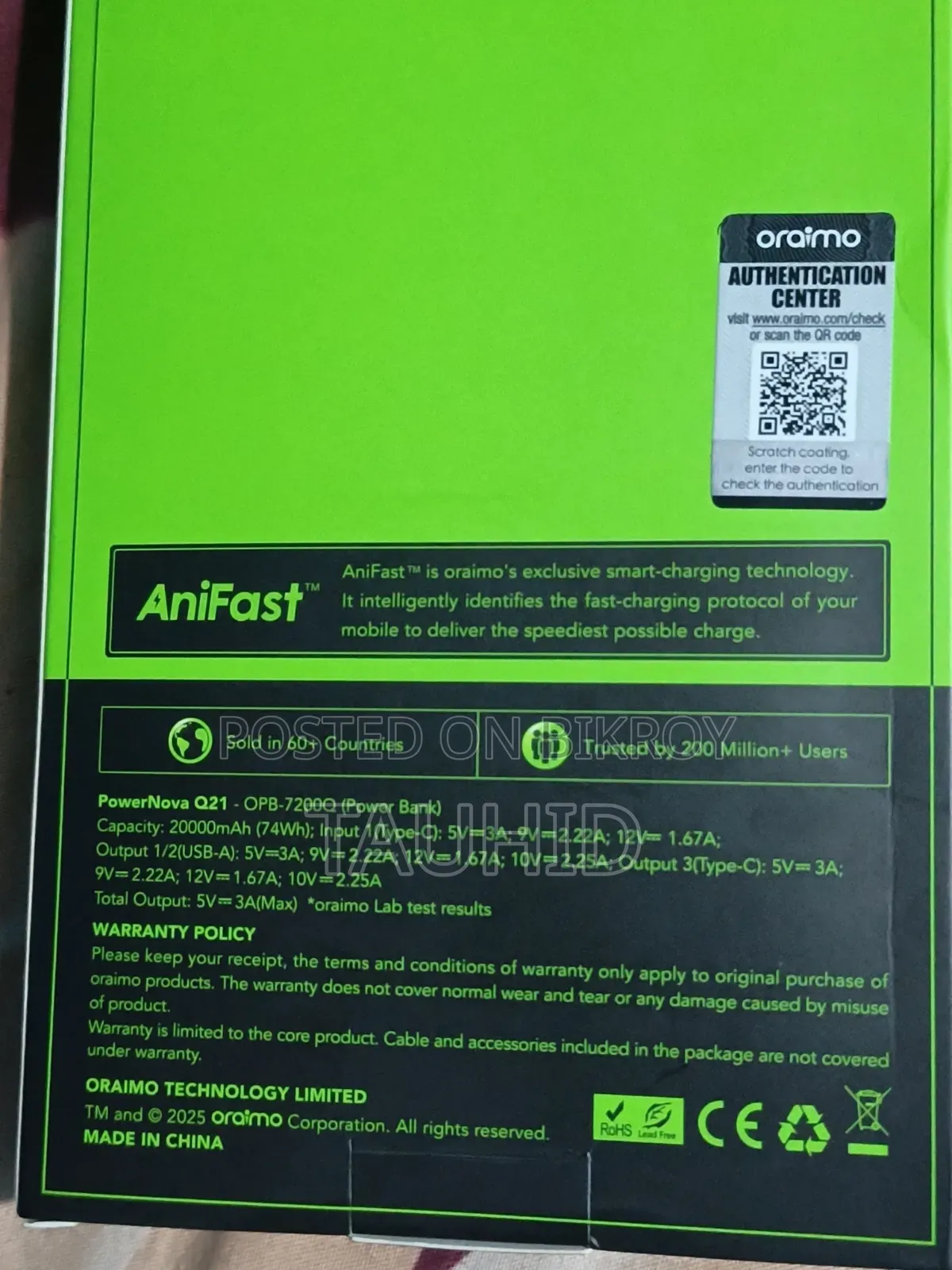 Oraimo Original 20000mAh Powerbank