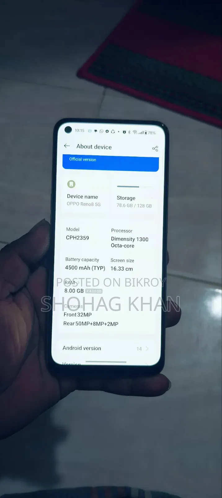 Oppo Reno 128 GB Rose Gold