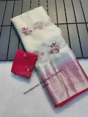 Kanchipuram Organza Jacquard Saree With Raw Silk Blouse