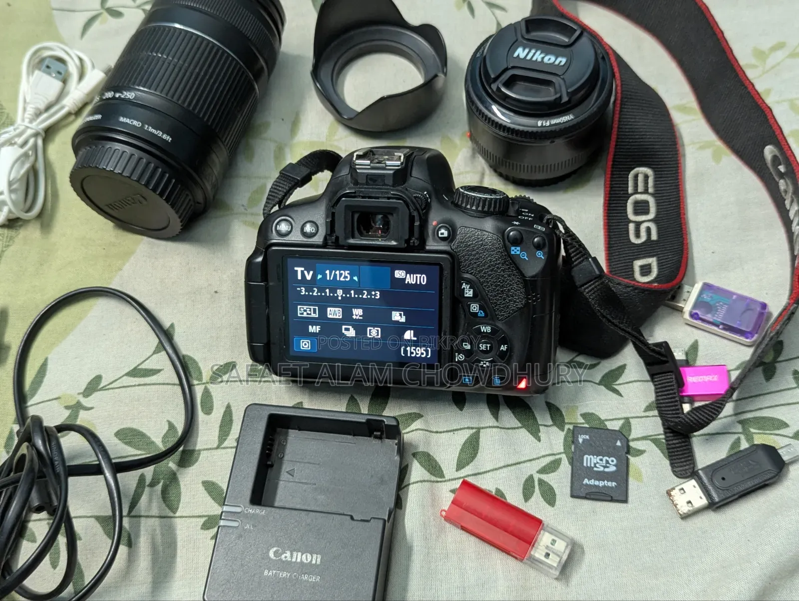 Canon 700d DSLR Camera (50mm Prime, 55-250mm Zoom Lens)